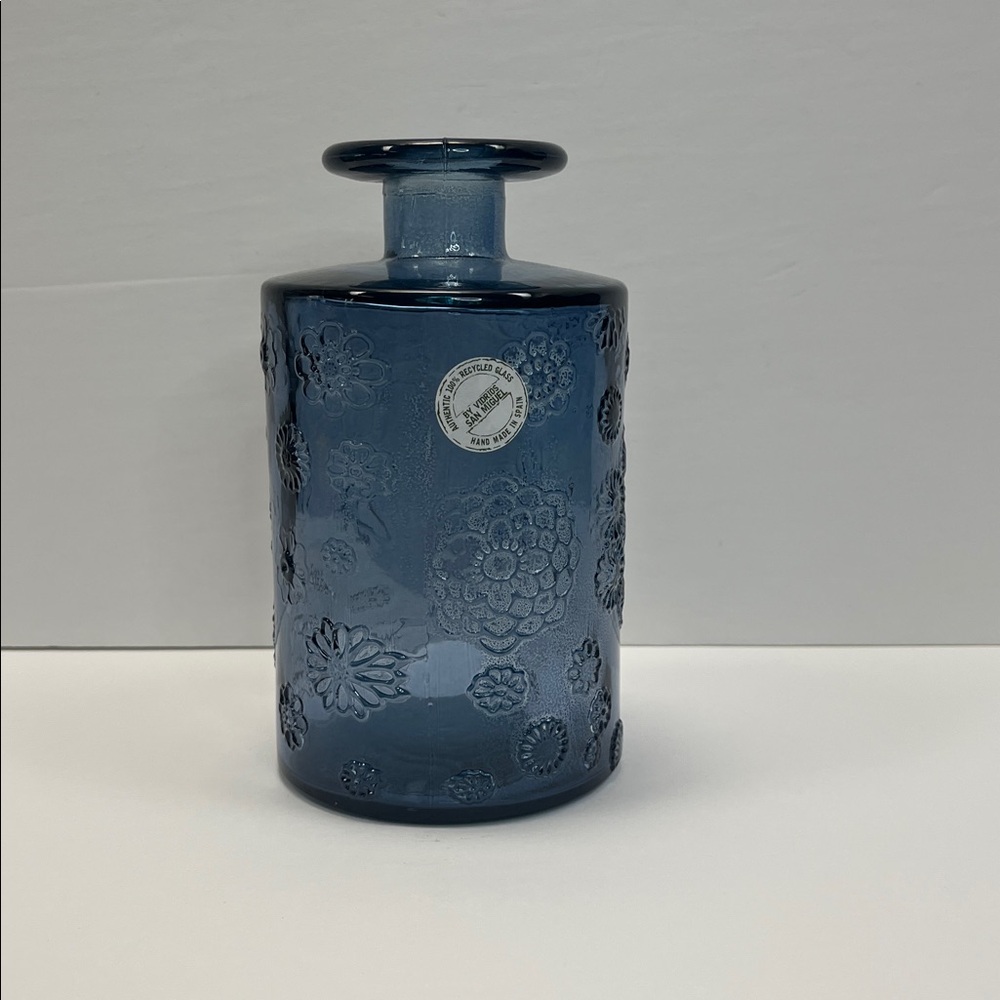 Vidrios San Miguel blue 100% Recycled Glass Bottle Vase Jar floral